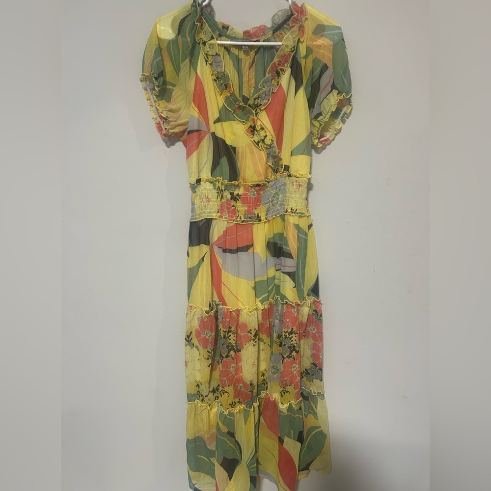 Vibrant Yellow Floral Maxi Dress